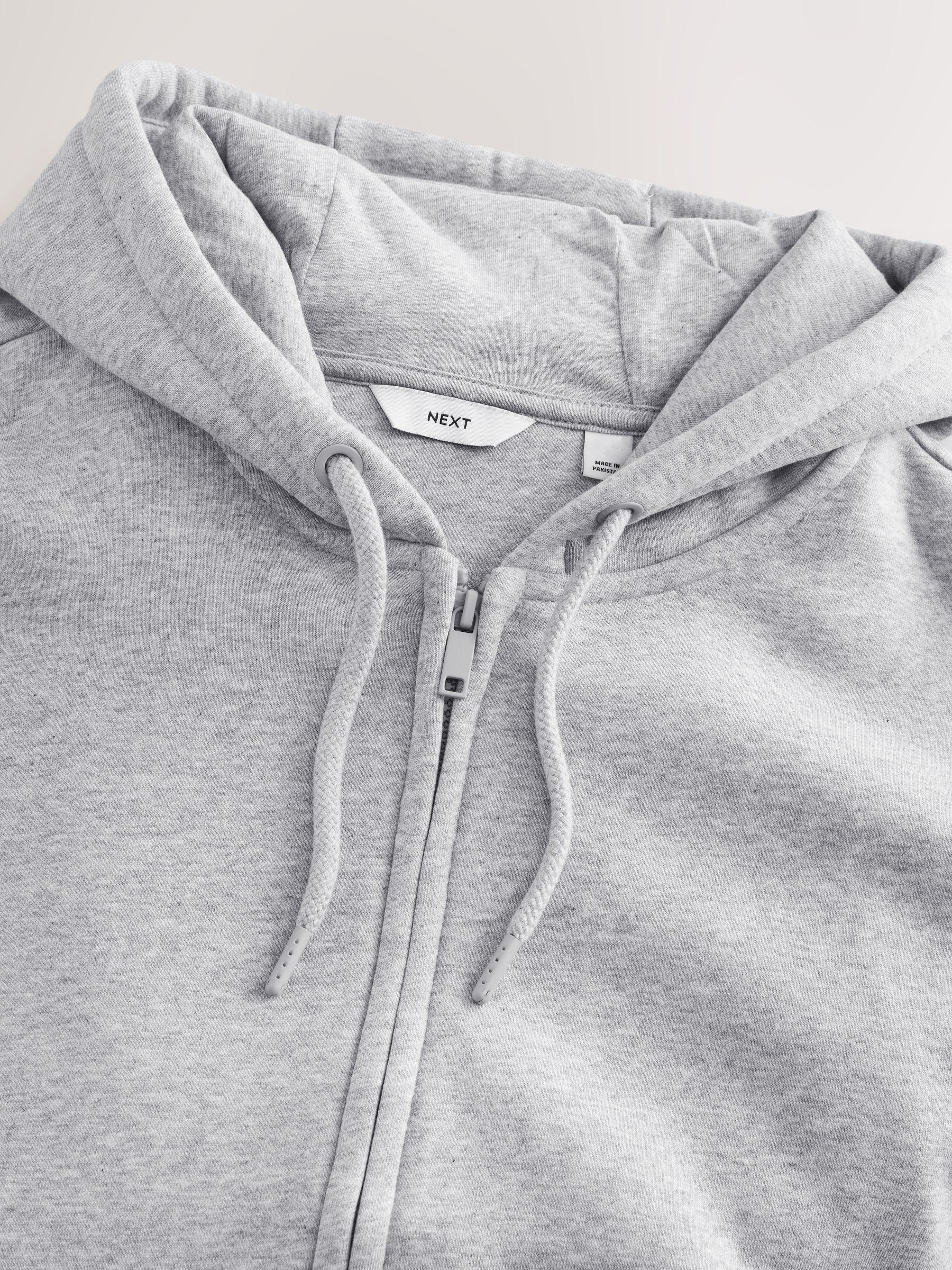 Buy Grey Marl Cotton Rich Heavyweight Jersey Full Zip Hoodie from