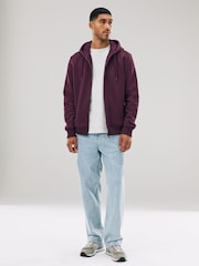 Burgundy Red Cotton Rich Heavyweight Jersey Zip-Up Hoodie - Image 3 of 5