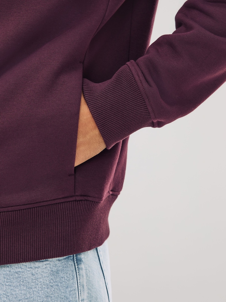 Burgundy Red Cotton Rich Heavyweight Jersey Zip-Up Hoodie - Image 5 of 5