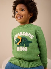 Green Dinosaur Knitted Jumper (3mths-7yrs) - Image 1 of 3