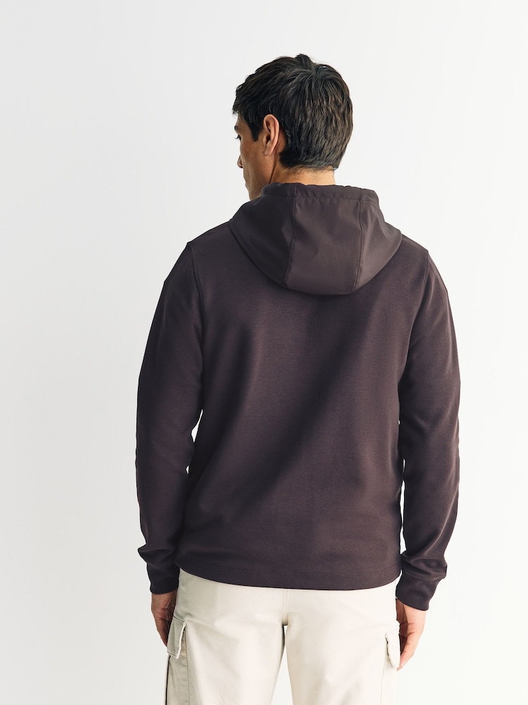 Chocolate Brown Hooded Hybrid Full Zip Jacket - Image 2 of 5