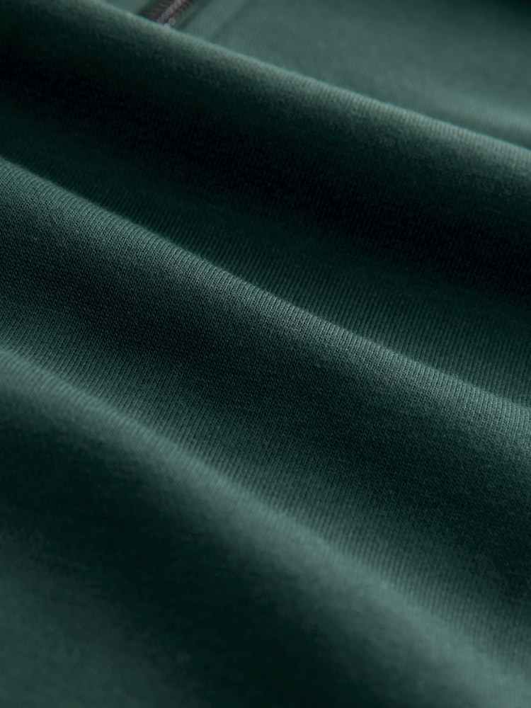 Green Quarter Zip Cotton Rich Jersey Sweatshirt - Image 2 of 7 Green Quarter Zip Cotton Rich Jersey Sweatshirt - Image 2 of 7