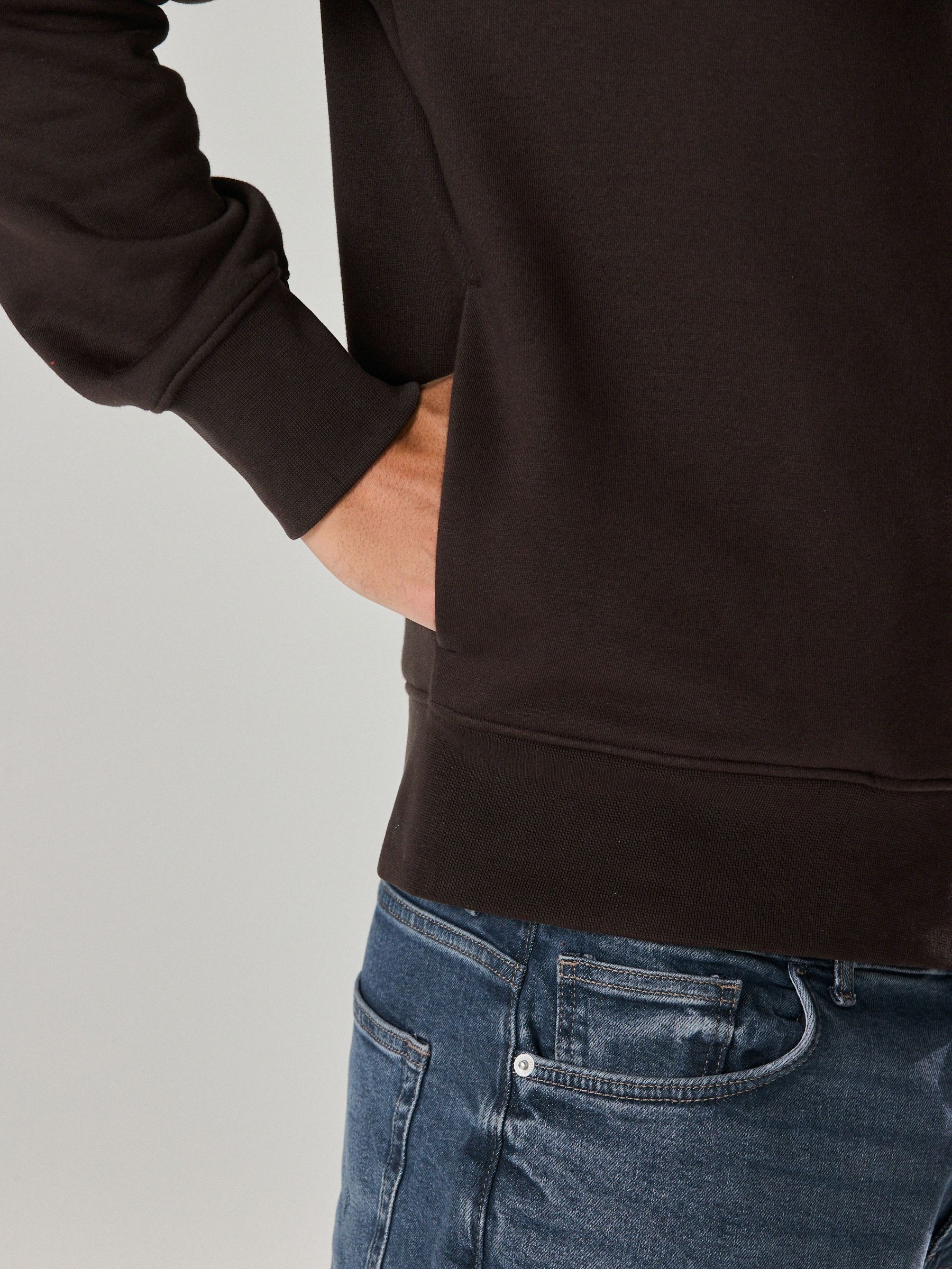 Buy Chocolate Brown Quarter Zip Cotton Rich Jersey Sweatshirt from