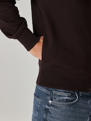 Chocolate Brown Quarter Zip Cotton Rich Jersey Sweatshirt - Image 6 of 9
