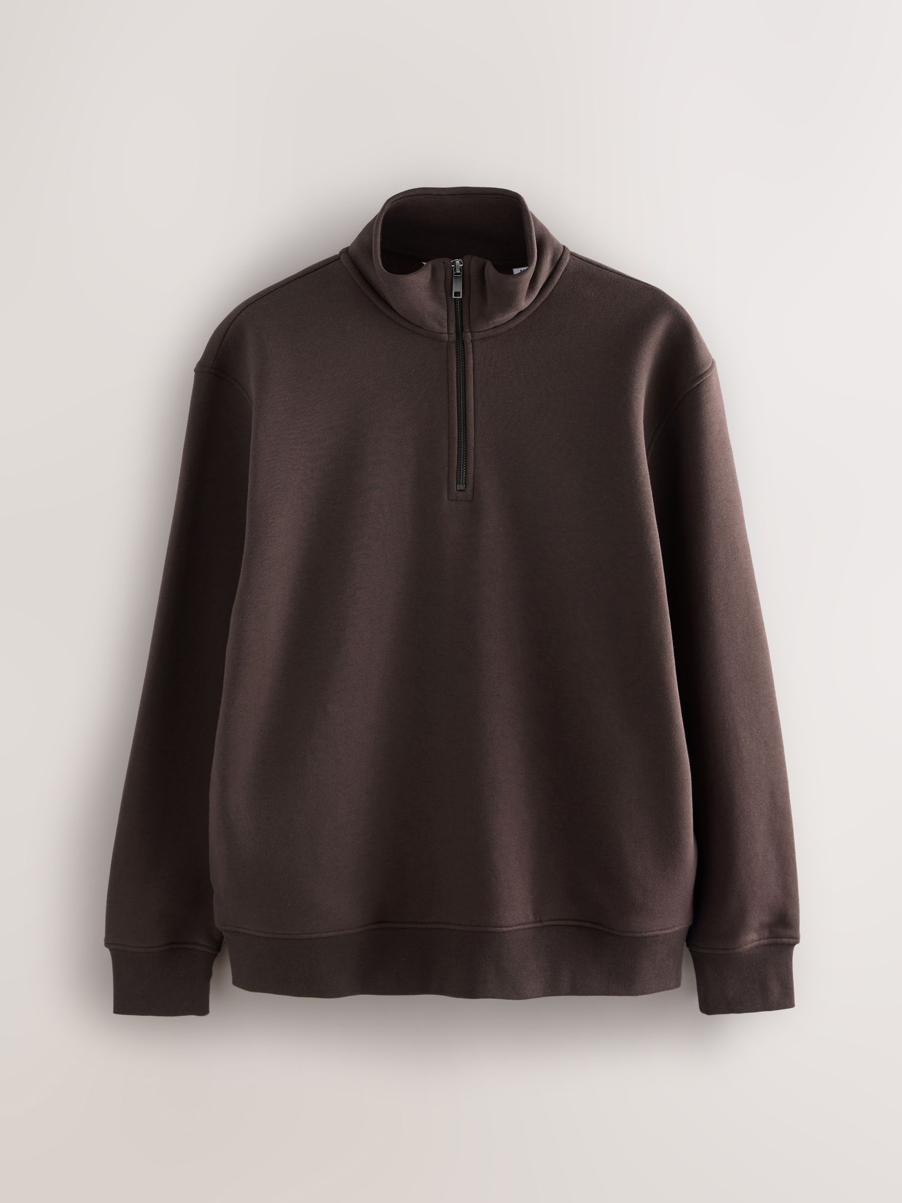 Buy Chocolate Brown Quarter Zip Cotton Rich Jersey Sweatshirt from