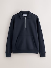 Navy Blue Polo Neck Cotton Rich Jersey Sweatshirt - Image 7 of 9