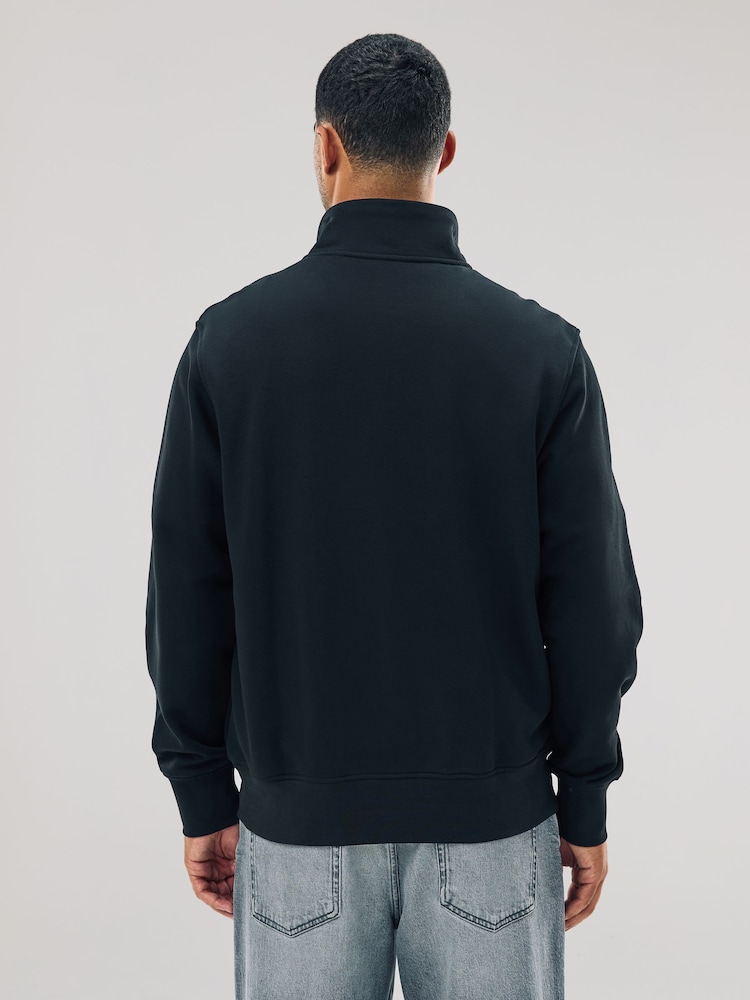 Black Quarter Zip Cotton Rich Jersey Sweatshirt - Image 2 of 7 Black Quarter Zip Cotton Rich Jersey Sweatshirt - Image 2 of 7