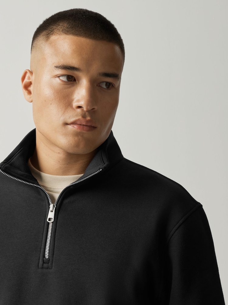 Joh*n$ny Classic Logo Noir - Sweat Zippé Confort Pour Homme, Col Montant, Manches Longues, Look Casual Et Sportif