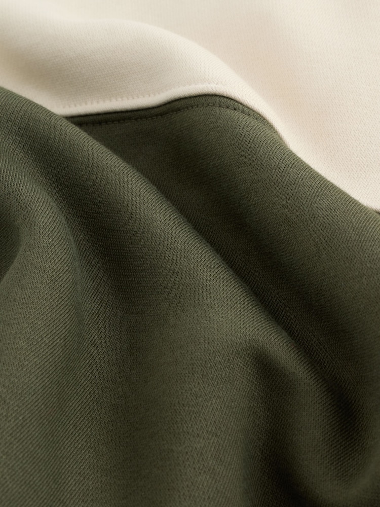 Green/Neutral Quarter Zip Colour Blocking Sweatshirt - Image 7 of 7 Green/Neutral Quarter Zip Colour Blocking Sweatshirt - Image 7 of 7