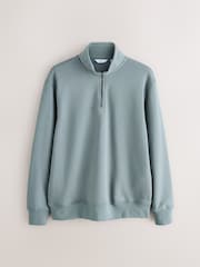 Blau/Grün - Kurzer Reißverschluss - Sweatshirt aus Jersey mit hohem Baumwollanteil - Bild 5 von 7