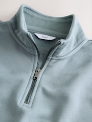 Blau/Grün - Kurzer Reißverschluss - Sweatshirt aus Jersey mit hohem Baumwollanteil - Bild 6 von 7