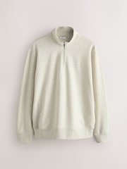 Ecru Marl Quarter Zip Cotton Rich Jersey Sweatshirt - Image 1 of 3