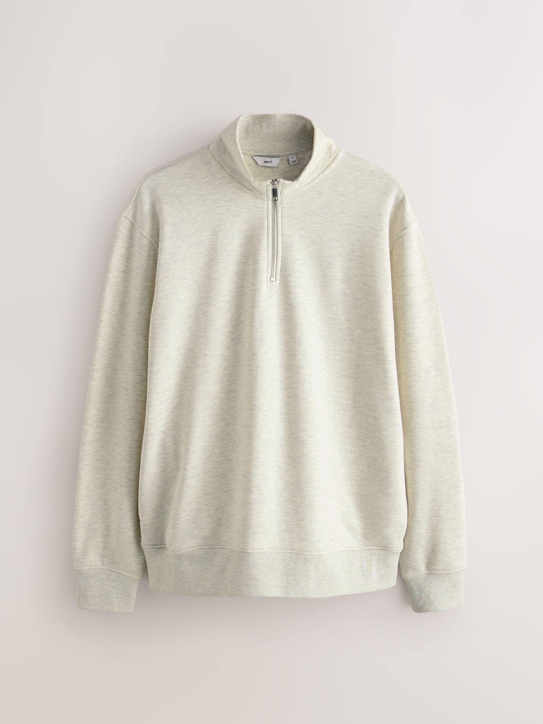 Buy Ecru Marl Quarter Zip Cotton Rich Jersey Sweatshirt from the