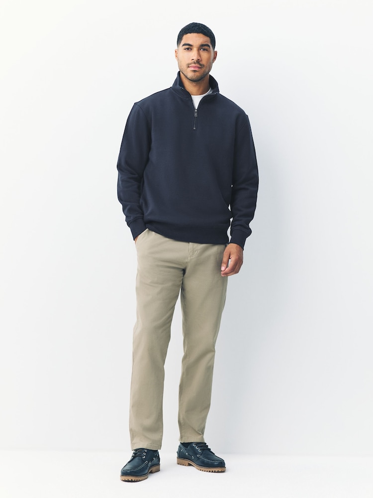 Navy Blue Quarter Zip Cotton Rich Jersey Sweatshirt - Image 2 of 8 Navy Blue Quarter Zip Cotton Rich Jersey Sweatshirt - Image 2 of 8