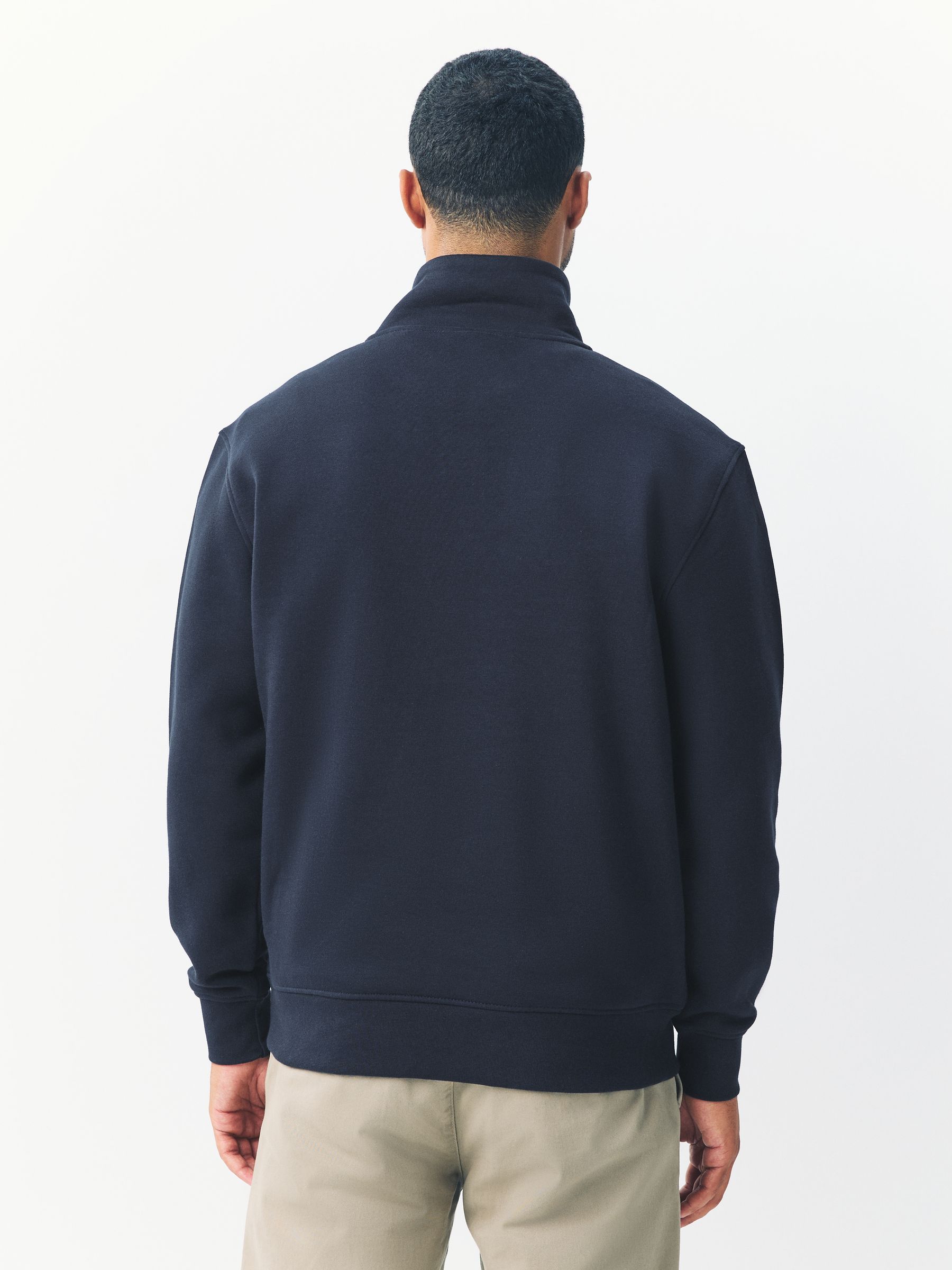 Buy Navy Blue Quarter Zip Cotton Rich Jersey Sweatshirt from Next