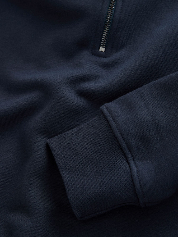 Navy Blue Quarter Zip Cotton Rich Jersey Sweatshirt - Image 8 of 8 Navy Blue Quarter Zip Cotton Rich Jersey Sweatshirt - Image 8 of 8