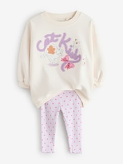 Cath Kidston Cream Sweatshirt & Leggings Set (3mths-7yrs) - Image 8 of 11