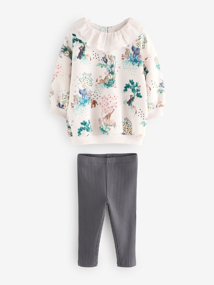 Cath Kidston Cream Collar Sweatshirt & Leggings Set (3mths-7yrs) - Image 1 of 5