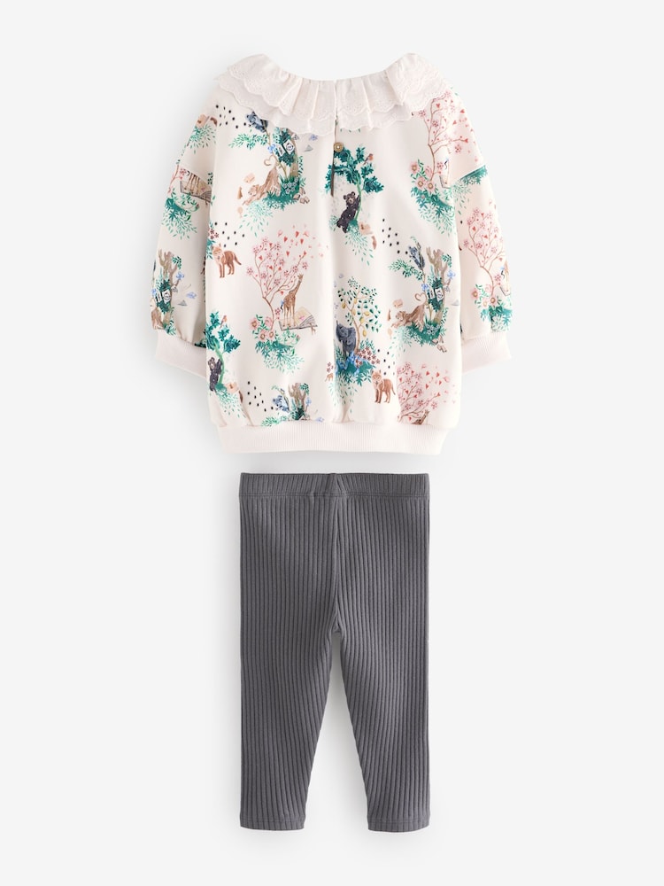 Cath Kidston Cream Collar Sweatshirt & Leggings Set (3mths-7yrs) - Image 2 of 5