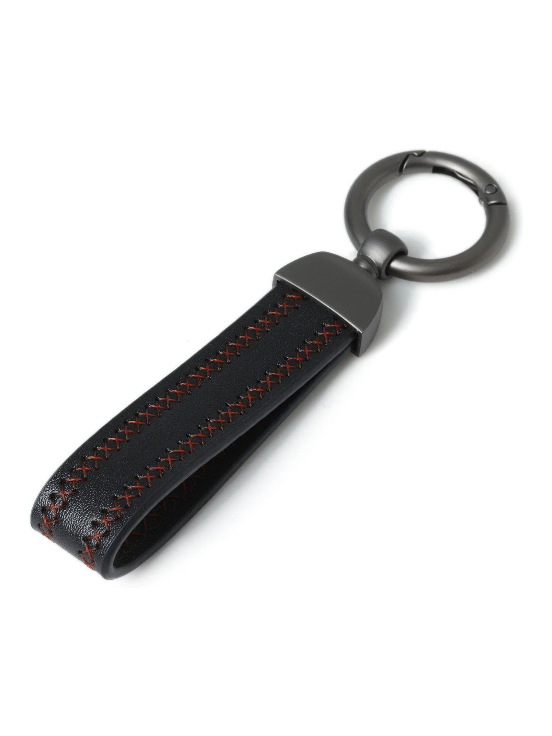 Buy DCK Mens Genuine Leather Stitch Black Keyring from the Next UK