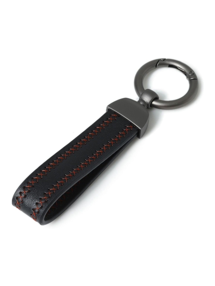 DCK Mens Genuine Leather Stitch Black Keyring - Bild 2 von 2