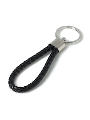 DCK Mens Genuine Leather Plait Black Keyring - Image 2 of 2