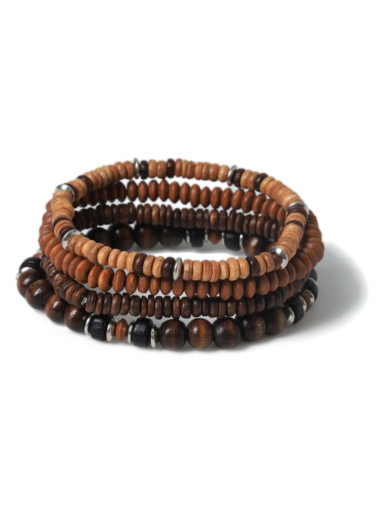DCK Mens Wooden Beaded Black Bracelets Multipack - Image 1 of 2