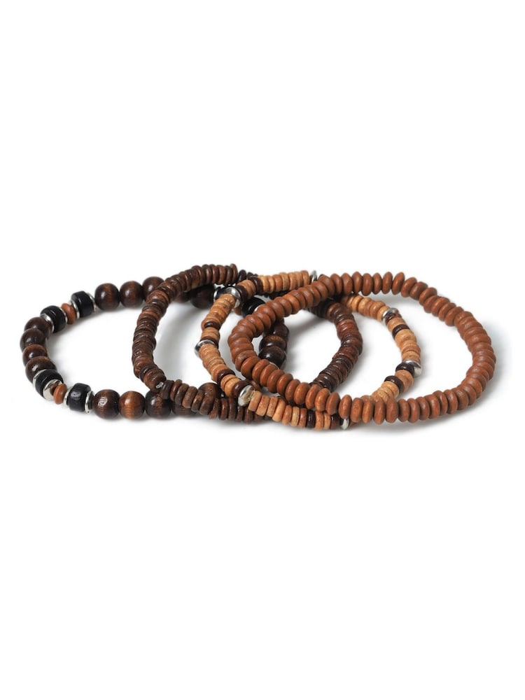 DCK Mens Wooden Beaded Black Bracelets Multipack - Image 2 of 2