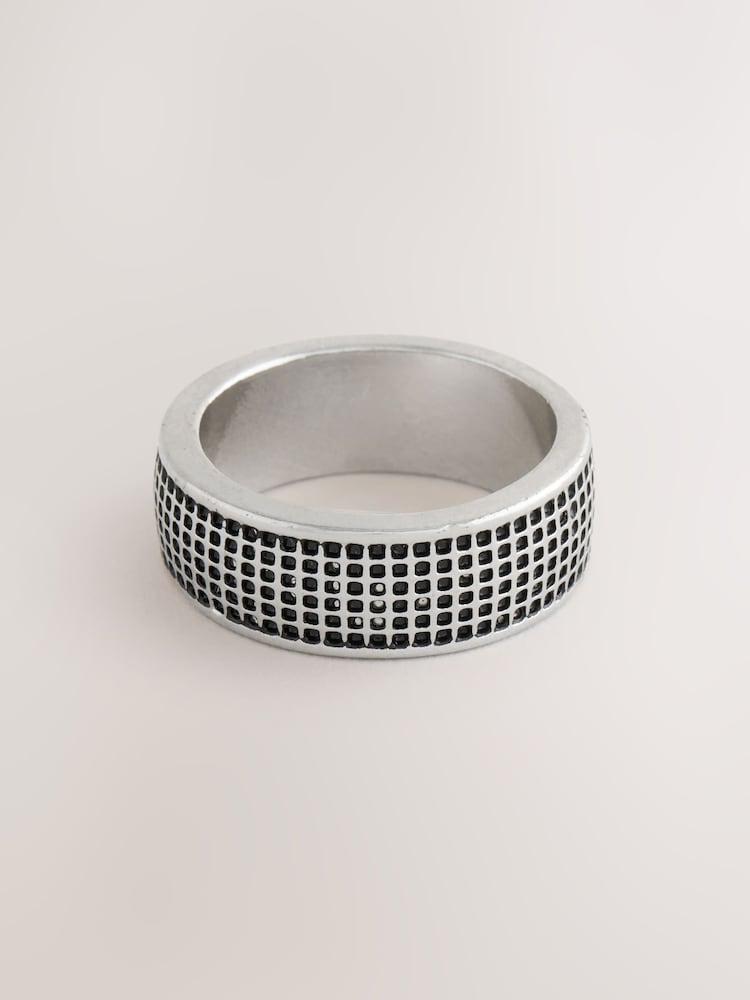 DCK Mens Checker Band Ring - Image 1 of 3