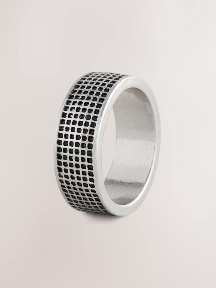 DCK Mens Checker Band Ring - Image 2 of 3