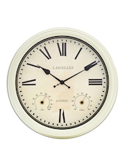 Brookpace Lascelles Cream Metal Outdoor Clock with Temperature and Humidity - Image 1 of 2
