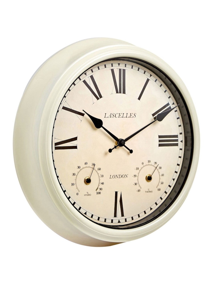 Brookpace Lascelles Cream Metal Outdoor Clock with Temperature and Humidity - Image 2 of 2