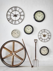 Brookpace Lascelles Black Vintage Outdoor Wall Clock - Image 1 of 2
