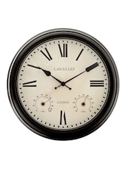 Brookpace Lascelles Black Metal Outdoor Clock with Temperature and Humidity - Image 1 of 2