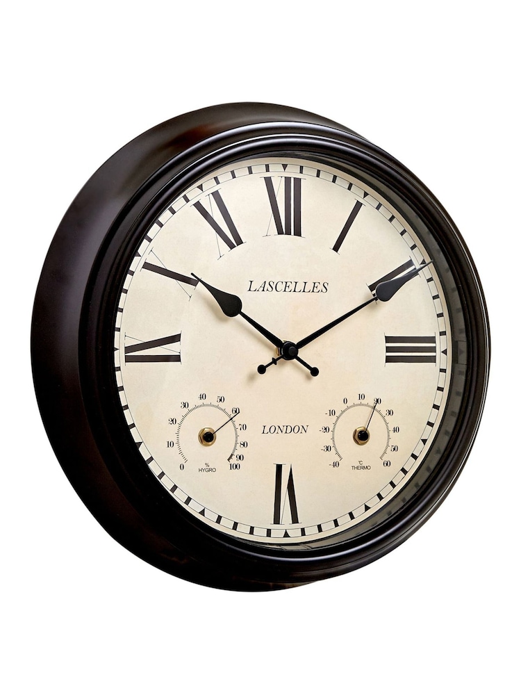 Brookpace Lascelles Black Metal Outdoor Clock with Temperature and Humidity - Image 2 of 2