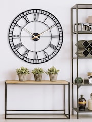 Brookpace Lascelles Black Large Metal Skeleton Wall Clock - Image 1 of 3