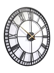 Brookpace Lascelles Black Large Metal Skeleton Wall Clock - Image 2 of 3