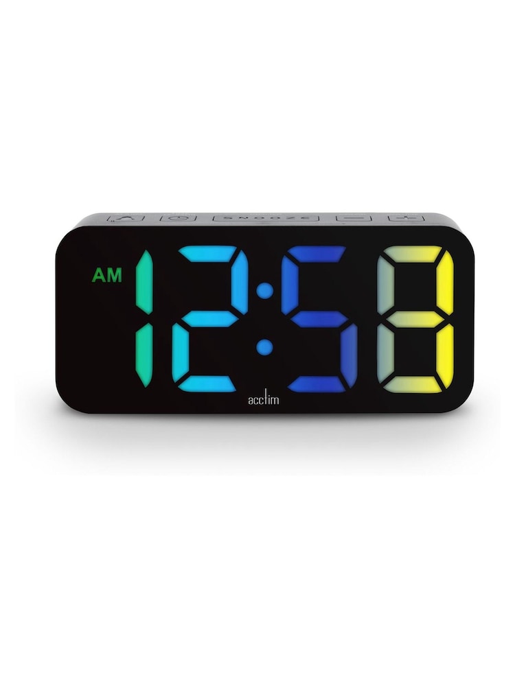 Acctim Clocks Black Ramone LED Colour Change Alarm Clock - Image 17 of 17 Acctim Clocks Black Ramone LED Colour Change Alarm Clock - Image 17 of 17