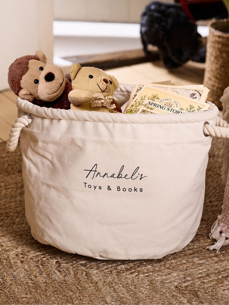 Personalised 100% Cotton Toy Storage Basket by No Ordinary Gift - Image 1 of 1