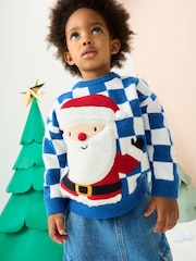 Cobalt Blue Santa Knitted Christmas Jumper (3mths-7yrs) - Image 1 of 7