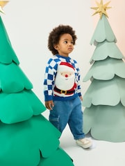 Cobalt Blue Santa Knitted Christmas Jumper (3mths-7yrs) - Image 2 of 7