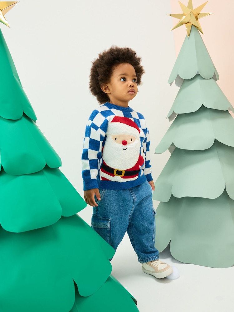 Cobalt Blue Santa Knitted Christmas Jumper (3mths-7yrs) - Image 2 of 7