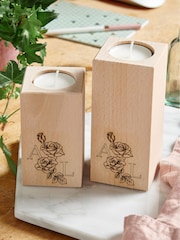 Personalised Wooden Candle Holder by No Ordinary Gift - Image 2 of 2