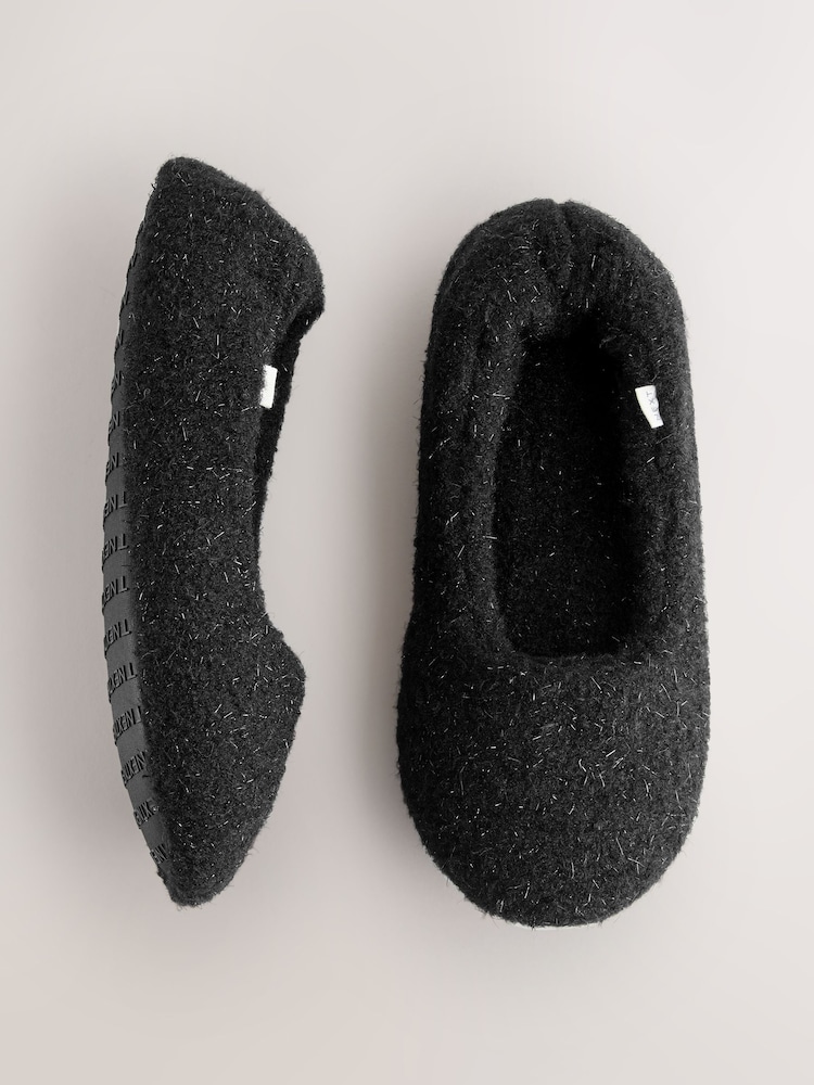 Black Sparkle Ballet Flat Slippers - Image 1 of 9