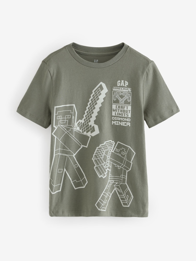 Gap Grey Minecraft Graphic T-Shirt (4-13yrs) - Image 1 of 4