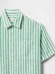 Gap Green & White Stripe Linen-Cotton Relaxed Shirt (4-13yrs) - Image 5 of 5