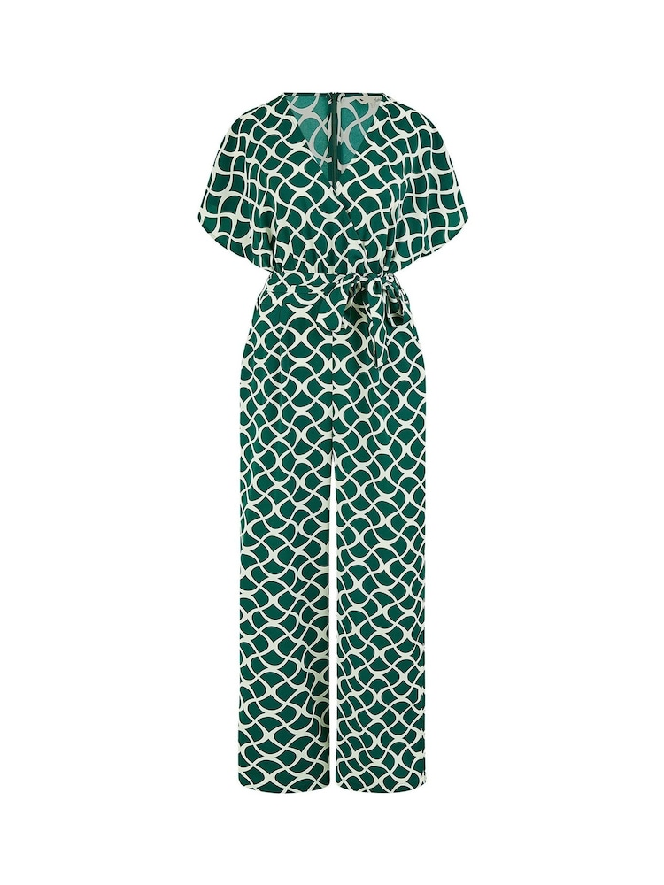 Grün - Yumi Overall mit Wickeldesign und geometrischem Muster - Bild 5 von 5 Grün - Yumi Overall mit Wickeldesign und geometrischem Muster - Bild 5 von 5