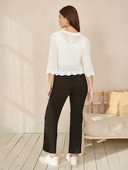Yumi Cream Crochet Knitted Jumper With Scallop Edge - Image 4 of 5