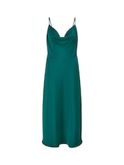 Yumi Green Satin Cowl Neck Midi Dress - Image 5 of 5