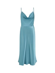 Yumi Blue Dark Satin Cowl Neck Midi Dress - Image 5 of 5